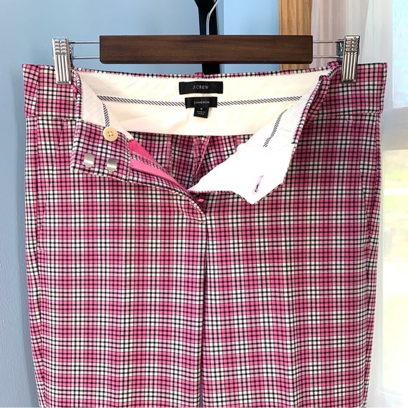 J Crew Cameron Slim Cropped Pants in Pink Plaid - Picture 4 of 7